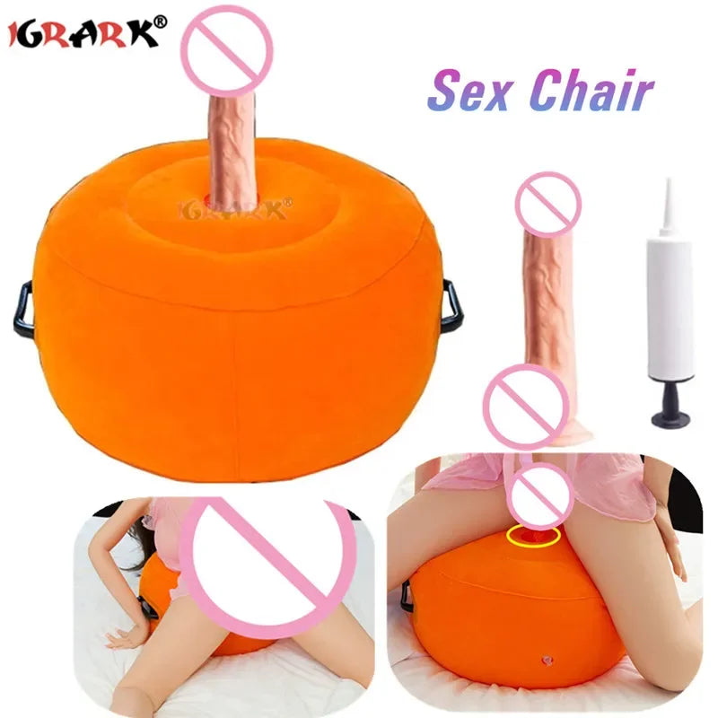 Inflatable Sex Chair with Dildo Anal Plug Love Position Stool Cushion Female Masturbation Adult Games Products Bdsm Furniture