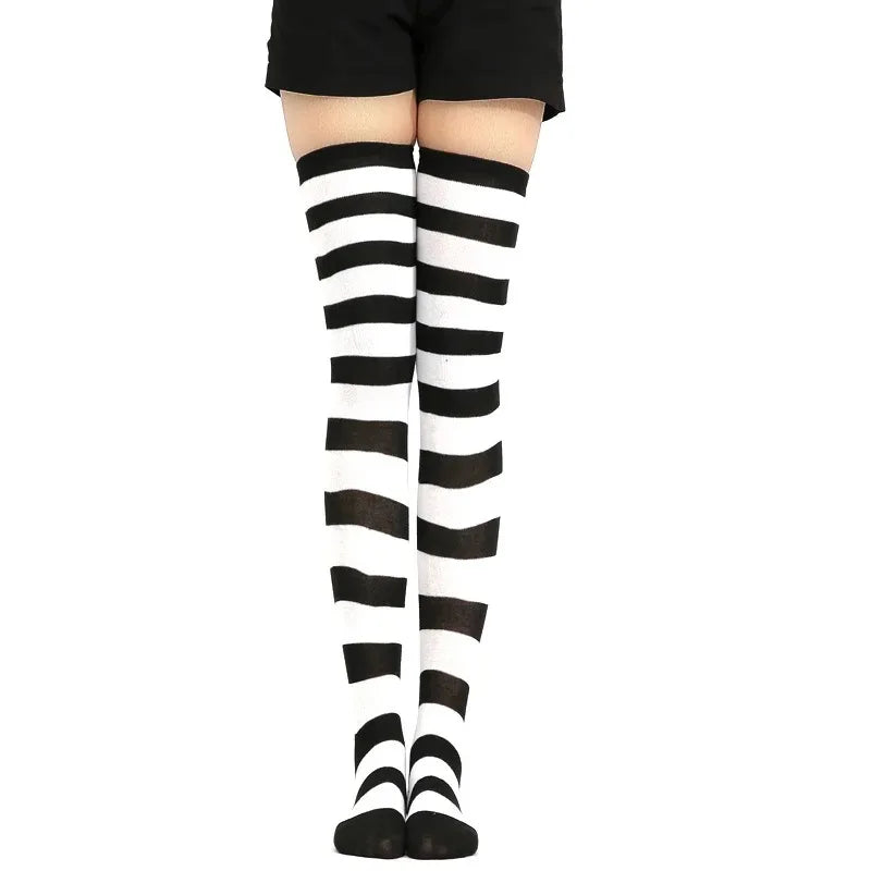 Hot New Cute Sock Stockings Women's Japanese-style Blue White Stripe Knee Legs Sock COSPLAY Anime WOMEN'S Sock