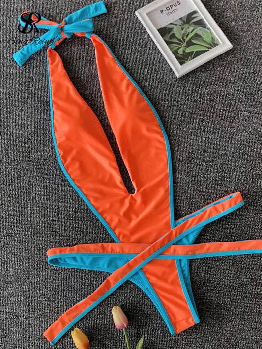 SINGREINY Fashion Halter Sexy Bikini Rompers Female Lace Up Bodycon Playsuits Women Vacation Style Beach Leopard Swimsuits