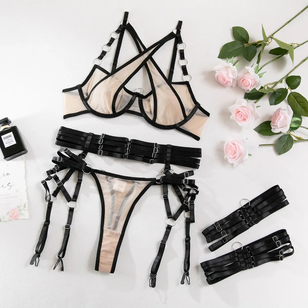 Toucheart Corselet Bilizna Sexy Lingerie Sets Woman New in Women's Underwear Sekca Sexiest Bra and Underwear Set See-through