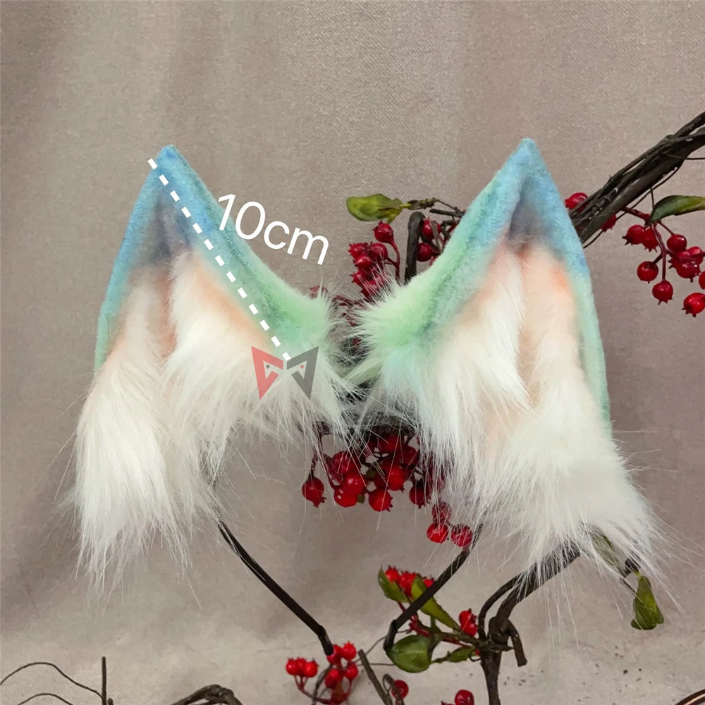 New Hand Made Work Halloween Blond Red Wolf  Wolves Ears Hairhoop Headwear Tail  Black Green Costume Accessories Custom Made