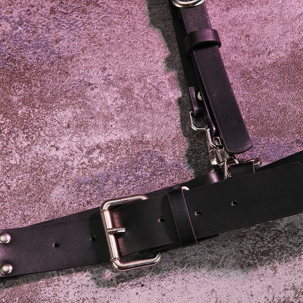 Women Fashion Leather Harness Waist Belt Studded & Buckle Decor Punk Harness Belt For Daily Life Gothic Clothing Accessories