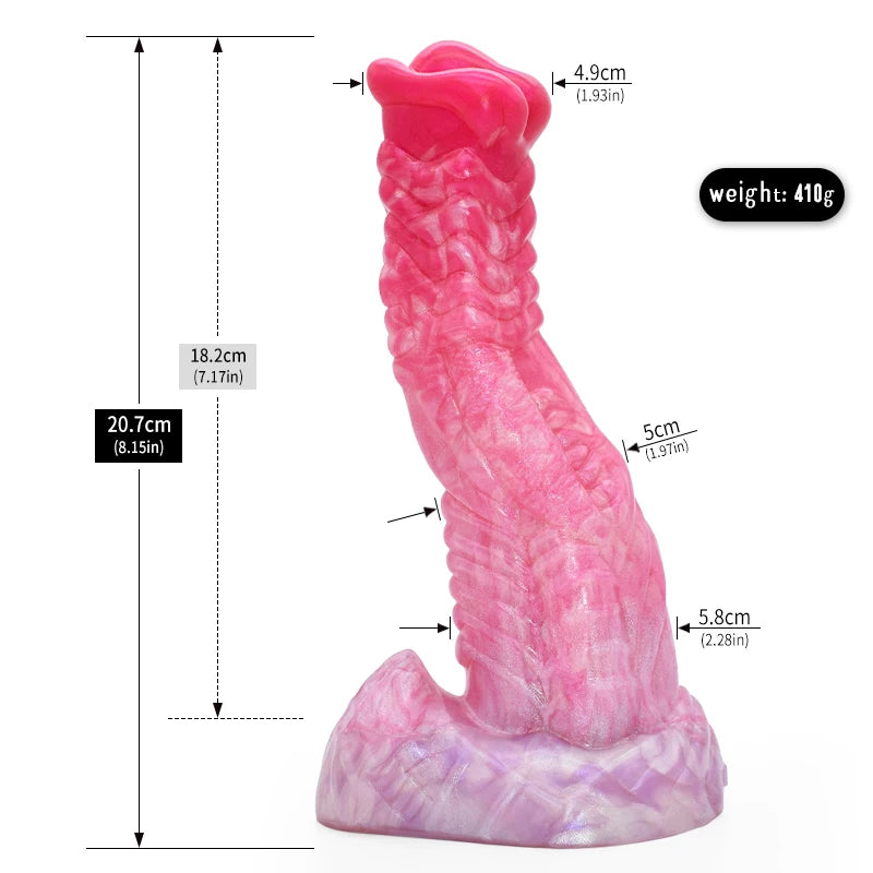 ASHBURN Fantasy Curve Scales ALIEN Dildo With Suction Cup S-M-L 10IN ALIEN Penis