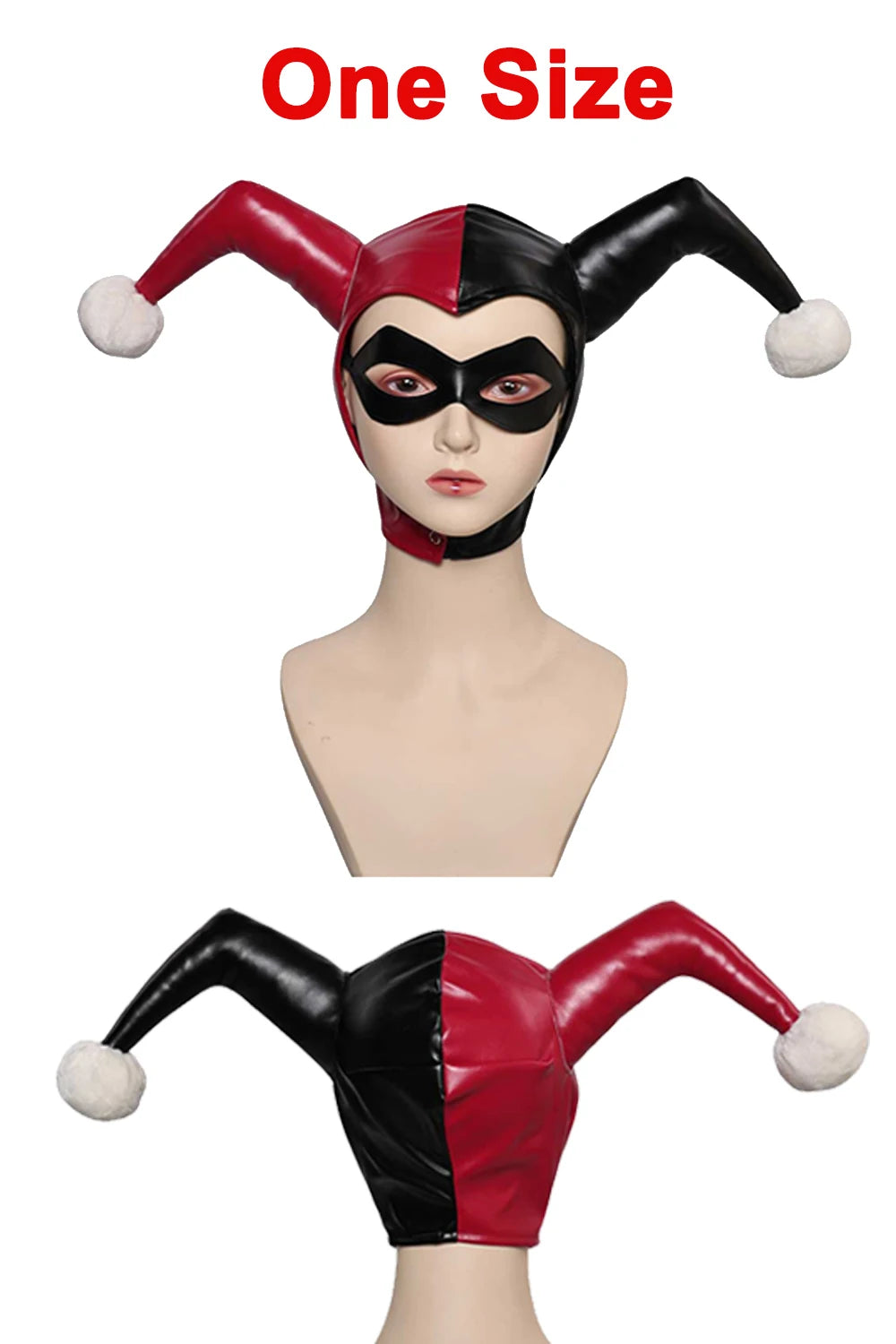 Quinzel Role Play Headgear Blindfold Movie Female Super Villain Cosplay Costume Accessories Women Fancy Dress Up Party Prop