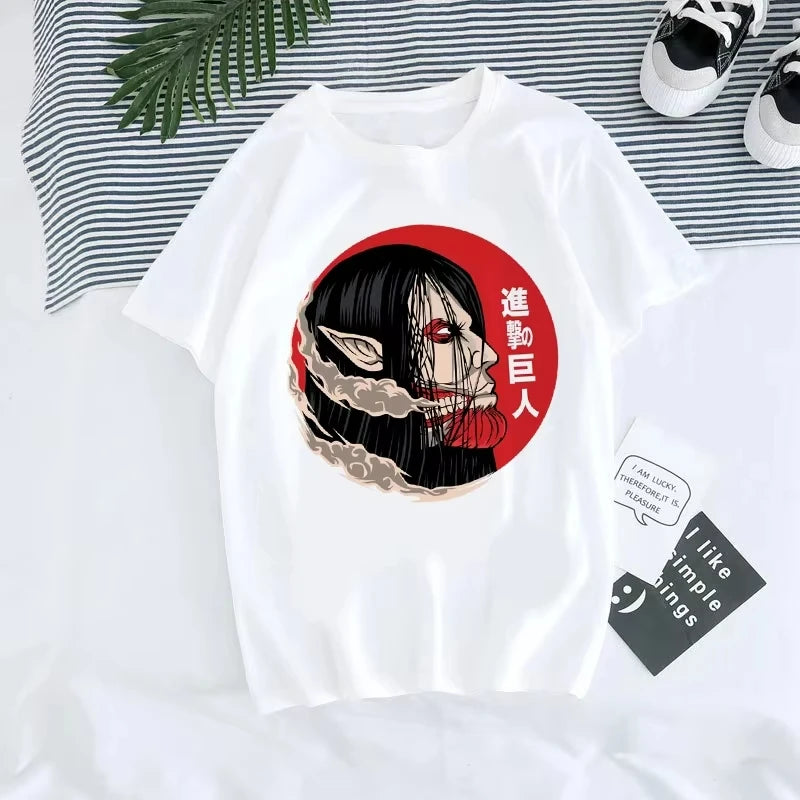Japanese Anime  Men T-shirt Women Attack on Titan T Shirt Unisex Cartoon Titans Attack Graphic Harajuku Summer Kid T-shirt T2K