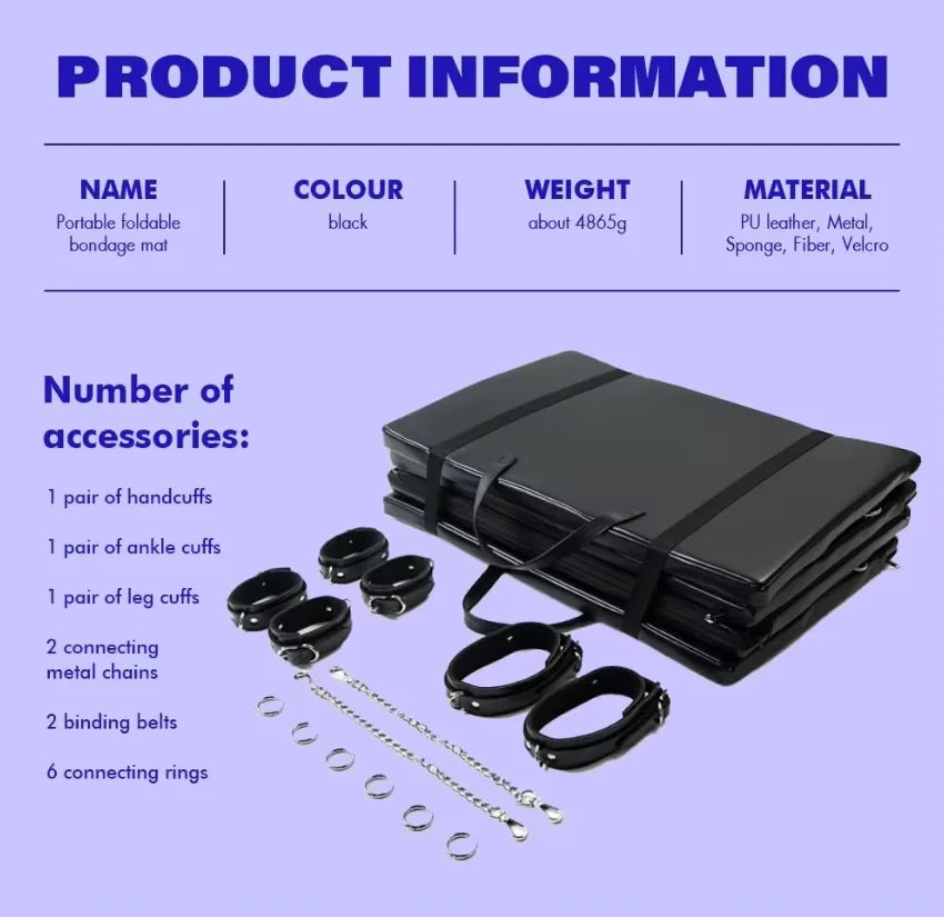 Sex Bondage Restraint BDSM Sex Furniture PU Leather Fetish Restraints System Portable Collapsible Sex Bed Sex Toys for woman