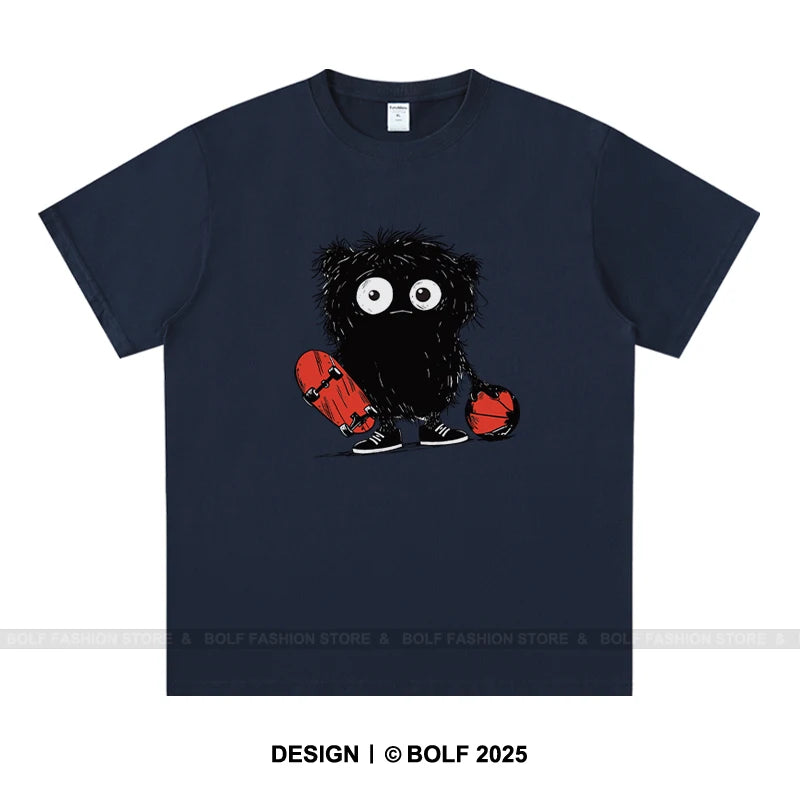 Anime Sketch Printed Men's T-Shirt 100% Cotton Oversized Kawaii Graphic Tees for Men Cute Japanese Streetwear