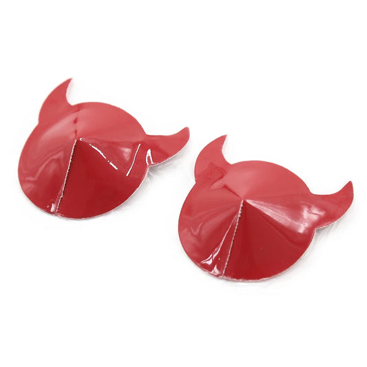 1 Pair Sexy Devil Nipple Stickers Paste Breast Horn Stickers Disposable Self-Adhesive Cloth Breast Pasties Pad Nipple Cover Bra