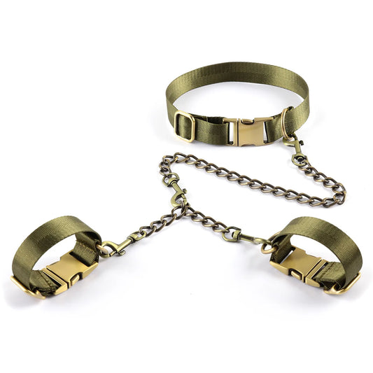 New Neck to Wrist Restraints Kit Sexy Women BDSM Fetish Back Handcuffs Collar Adjustable Bondage Set Couple SM Sex Games Tool