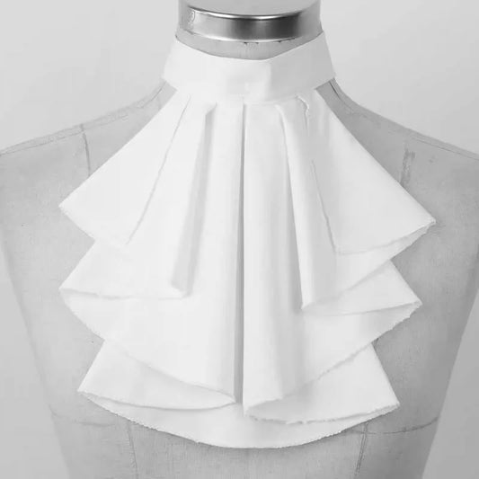 Vintage Victorian Jabot Tie neck Chiffo Medieval Noble Fake Elegant White Ruffles Colonial Detachable Renaissance Necktie