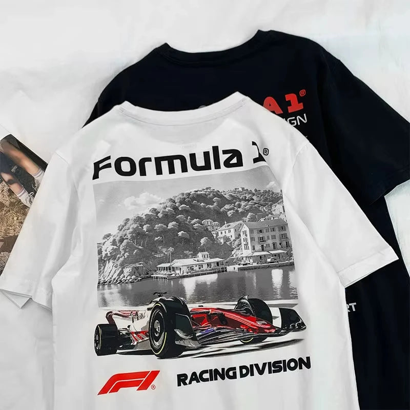 2025 New F1 Racing T-Shirt Men Women Short Sleeve 100% Cotton Round Neck Casual Trendy Printed Summer Tee