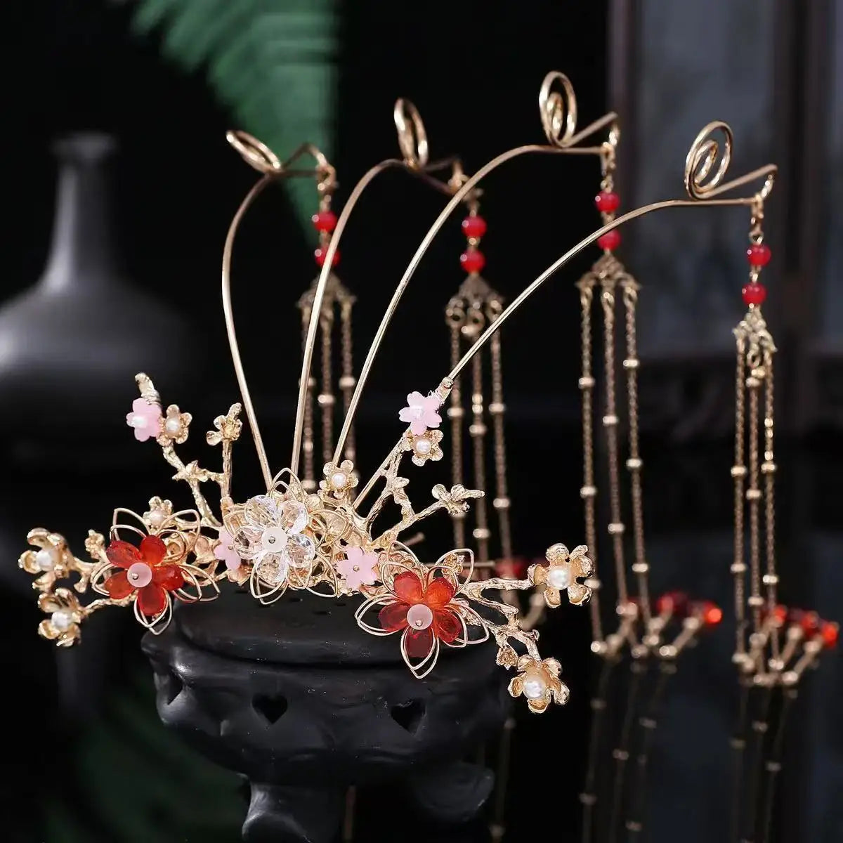 Heavenly Officials Bless Crown Prince Joy God Yue Shen's Wedding Dress Hair Crown Xie Lian Hair Crown Cosplay Han Fu Halloween