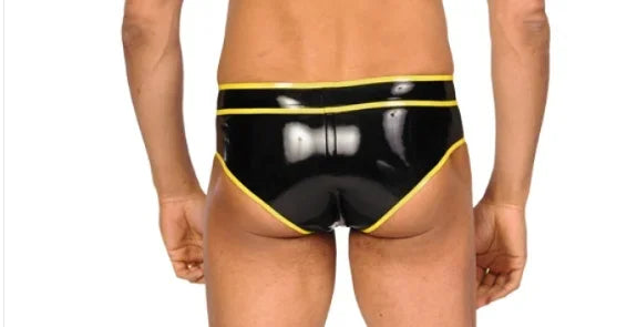 Fetish  Cool 100% Latex Herrenunterwäsche Yellow and Black Triangle Shorts Size Sports uniform