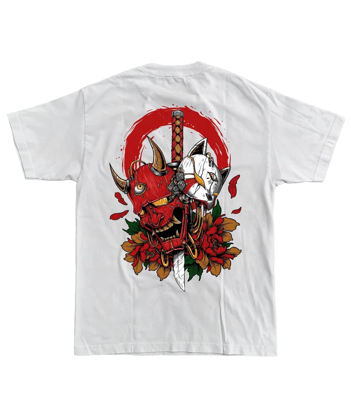 Blank Black Tee Anime Oni T-Shirt Casual Loose Cotton Tees Fashion Hip Hop Street Wear Men Clothing Parent-child outfit 100-4XL
