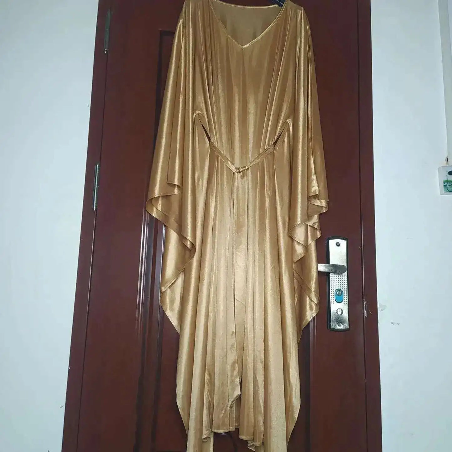 Glossy Sexy Women Satin Long Dress Batwing Sleeve Loose Night Dress Plus Size Sleeping Robe