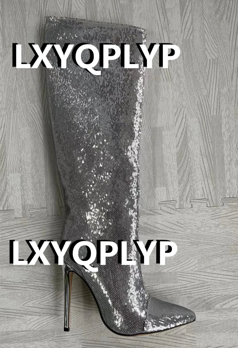 Knee High Boots Candy Colors Mirror Leather Women Knee High Boots High Heels Stilettos Runway Shoes for Women High Heel Boots