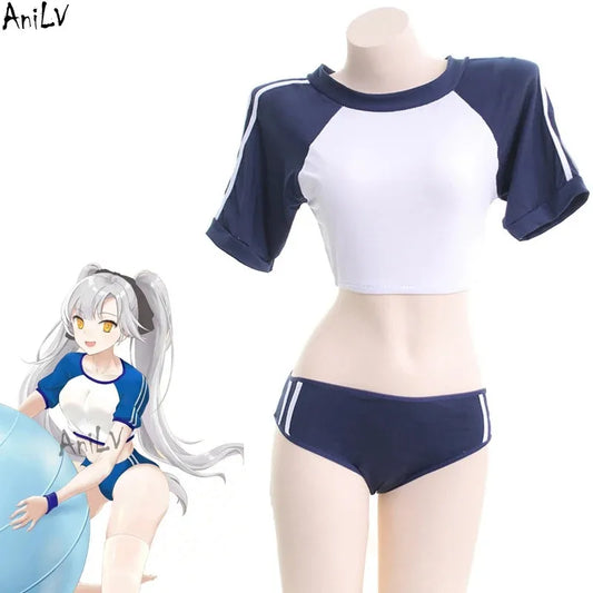 Anime Japanese Anime Girl Student Gymnastics Gym Outfit Cheerleader Uniform Costume School Girl Sports Sukumizu Cosplay