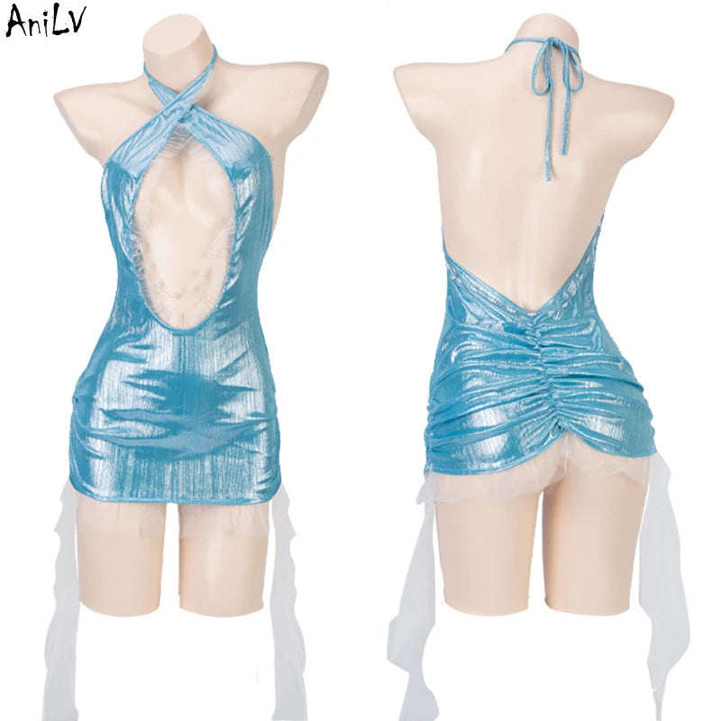 AniLV New Women Mermaid Series Uniform Cosplay Carnival Pool Party Sea Princess Blings Shiny Scales Dress Outfits Set Costumes