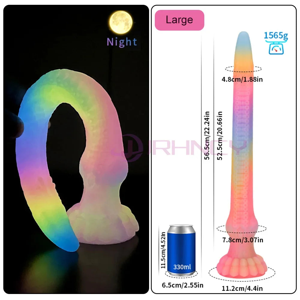 ASHBURN Super Huge Luminous Long Butt Plug Silicone Dildo Octopus Tentacles Anal Plug Dildo, Prostate Massage, BDSM Dilatador, 33"