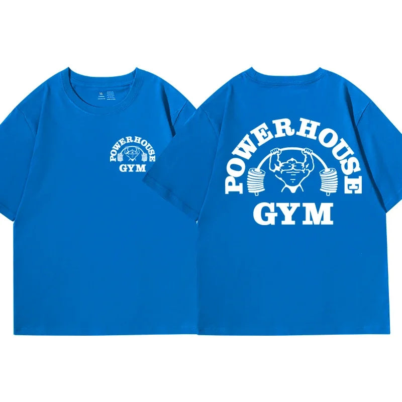 Hot Sale Powerhouse Gym Print T Shirt Men Women Casual Fashion Oversized T-shirt High Quality Pure Cotton Short Sleeve T-shirts