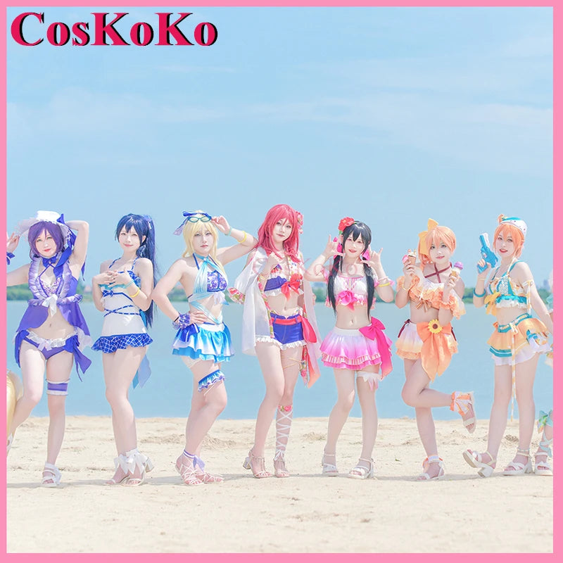 CosKoKo Aqours All Members Cosplay Anime LoveLive Costume Sweet Lovely Swimsuit Women Halloween Party Role Play Clothing S-XL
