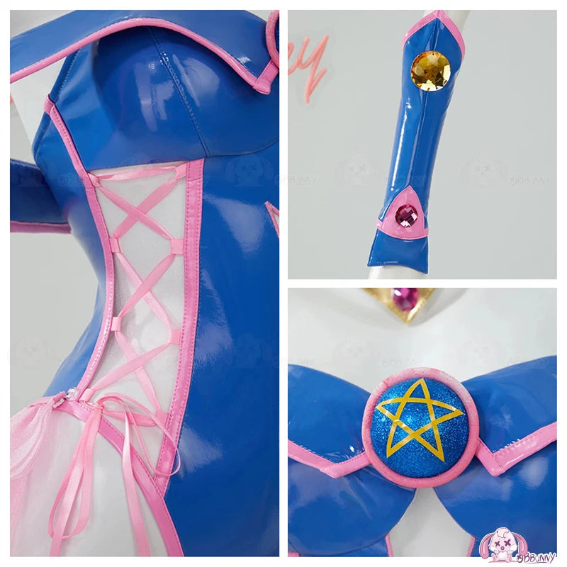 Anime Sexy Dark Magician Girl Cosplay Costume Hat Dress Role For Women Men PU Leather Bodysuit Anime Cosplay Costume Party Suits