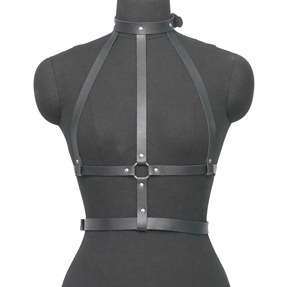Women Fashion Harness Pu Leather Studded Decor Harness Adjustable Harness Belt Gothic Harness Bondage lingerie chest harness