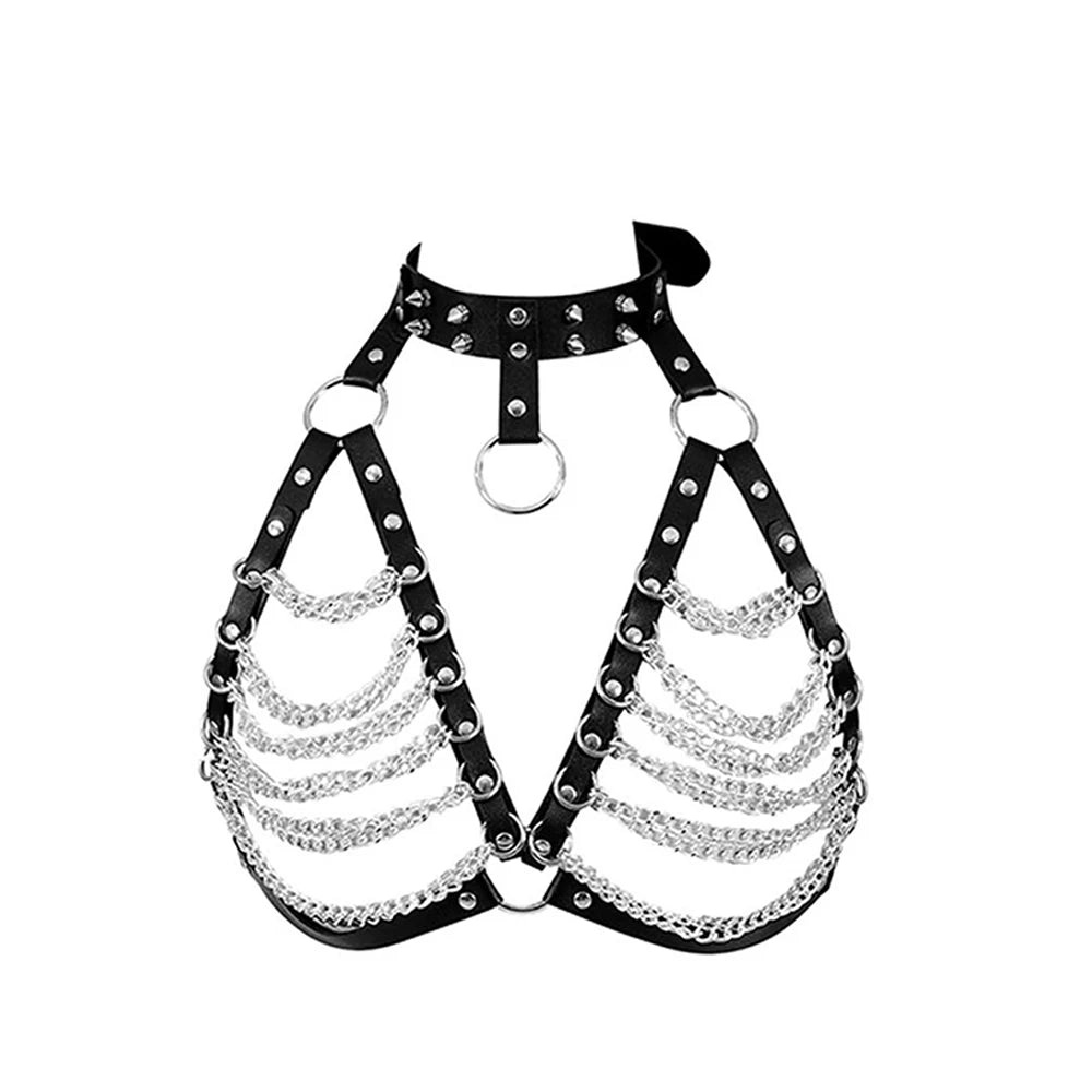 Women Trend Punk Belts Set Decoration Belt Female Street Style Chest Chain Leather Harajuku Goth Waistband Clothing Accessories