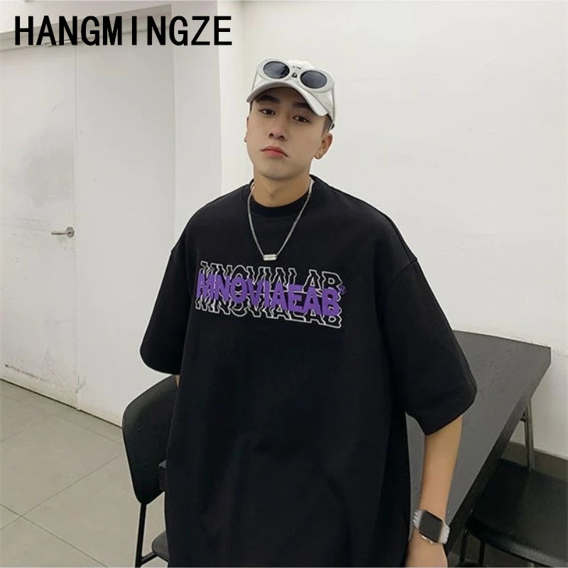 American 260GSM Printed T-shirts Men Oversized Summer Cotton Short Sleeve Tees Ins Male Top Streetwear Versatile Couple Clothes