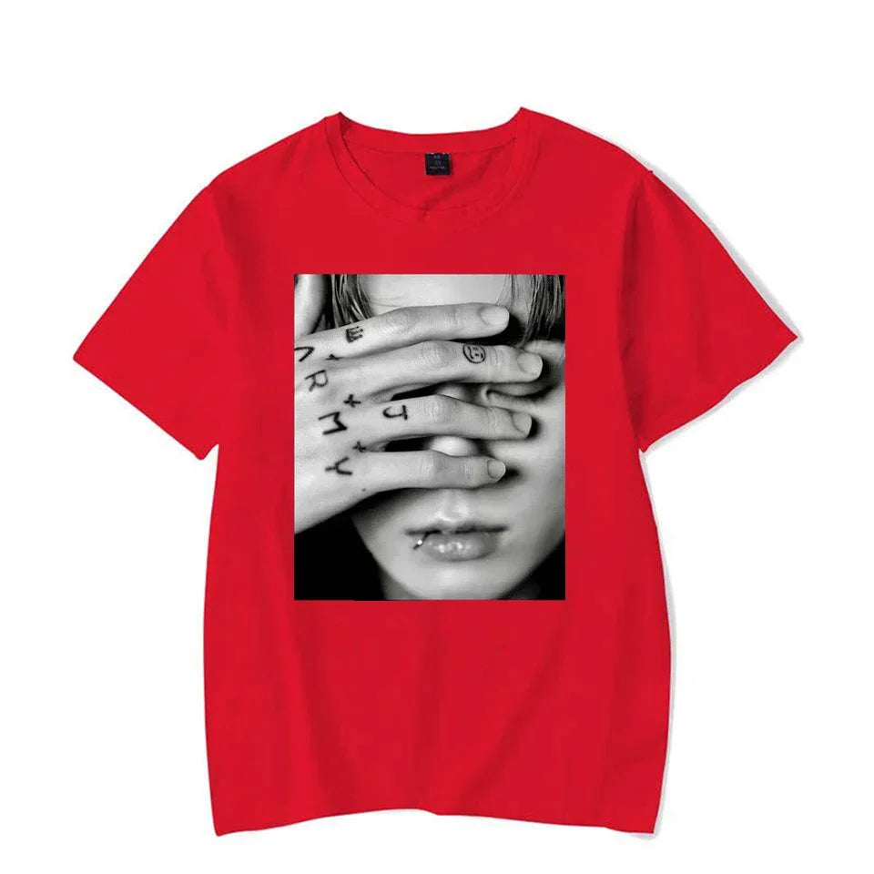 Vintage T-Shirt Jungkook Graphic T-Shirt  Oversized Tops Gothic Women's T-Shirt Kpop Aesthetic Goth Fashion Streetwear