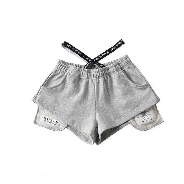 2025 Summer New Women's Casual Sports Shorts High Waist Design Letter Bandage Y2k Shorts Hot Pants
