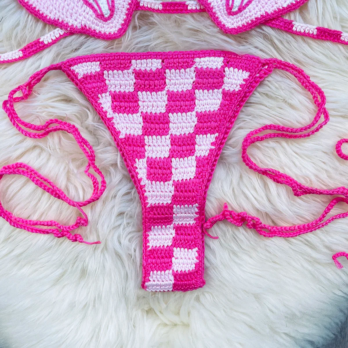 Lady's Custom Crochet Bikini Set Teddy Bear Bathing Suit Ties Bikinis Women Handmade Swimsuit Brazilian Swimwear Women Biquini