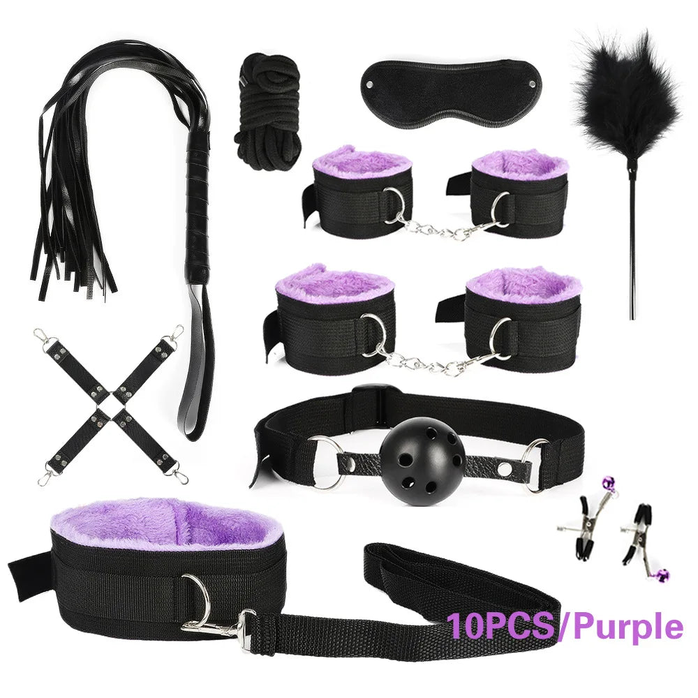 Sextoy Bdsm Kit Set Vibrator Handcuff Neck Sex Toy Adult Couple Whip Anal Buttplug for Women Men Intimate Sexual Game Bondage