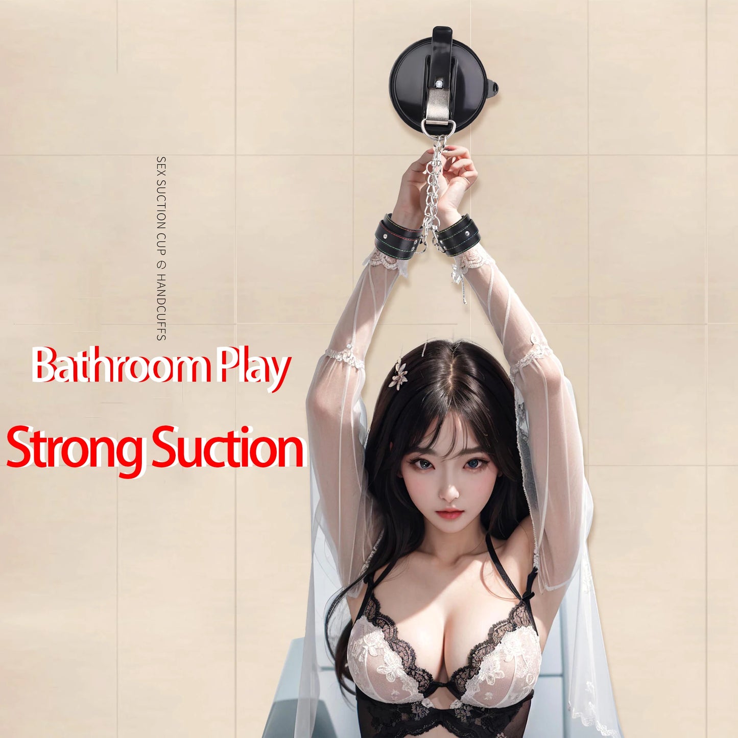 Handcuffs Sex Toys Bathroom Strong Suction Suction Cups Handcuffs Auxiliary Props Bondage Punished on the Wall for Couples