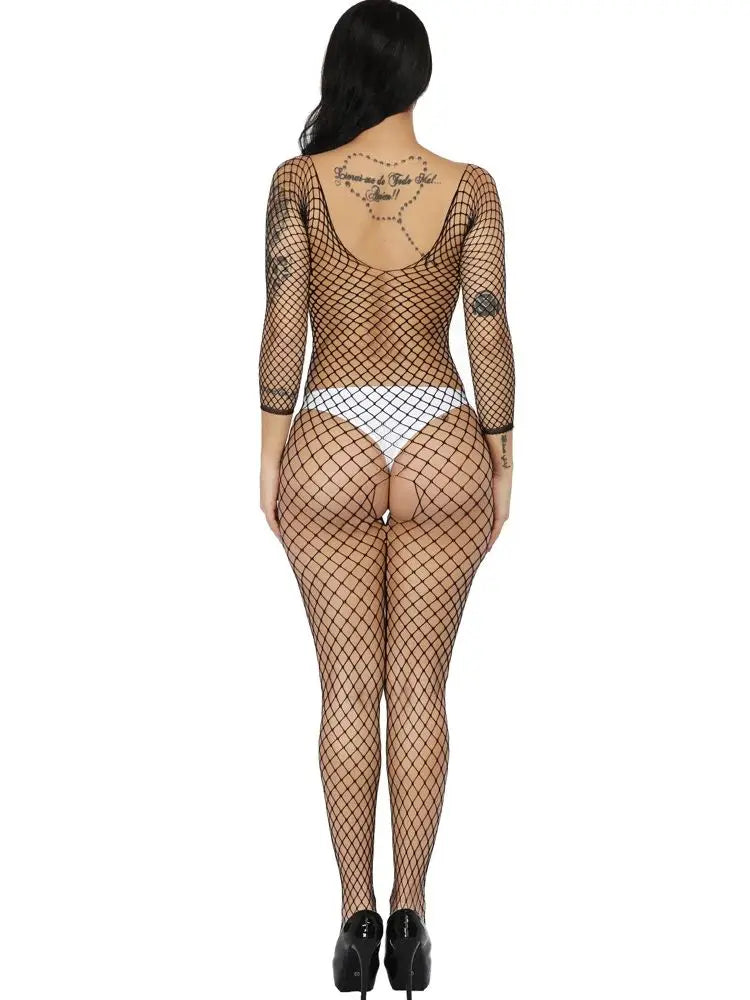 Sexy Fishnet Hollow Bodystocking Nylon See Through Outfits Open Crotch Full Body One Piece Women's Sexy Lingerie & Underwear