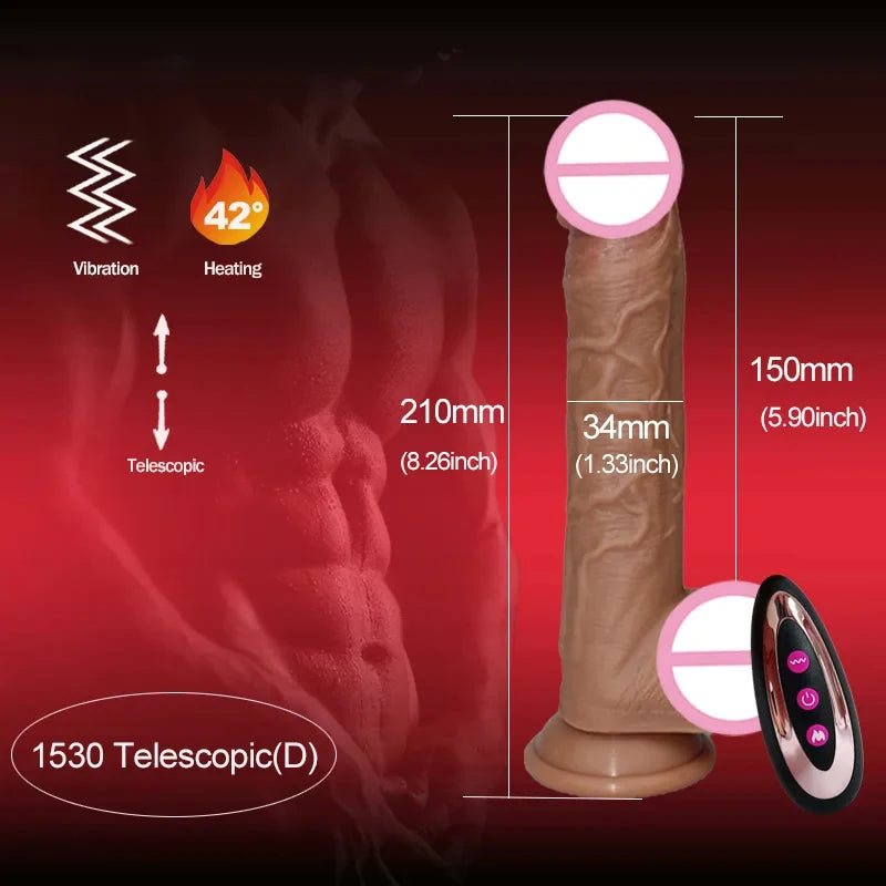 ASHBURN Realistic Dildo WARM Thrusting Vibrator W/Remote Control Sex toys