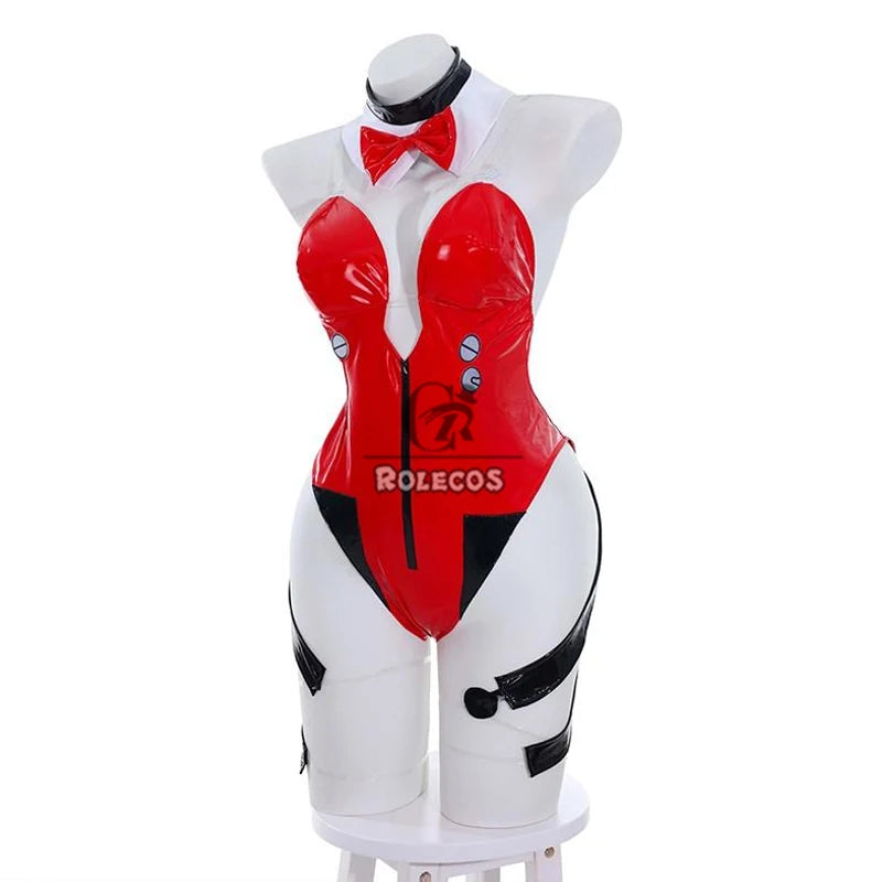 ROLECOS Asuka Fanart Bunny Girl Cosplay Costume Asuka Women Red Jumpsuit Role Play Uniform Suit Halloween Outfit Fullset