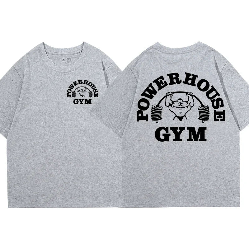 Hot Sale Powerhouse Gym Print T Shirt Men Women Casual Fashion Oversized T-shirt High Quality Pure Cotton Short Sleeve T-shirts