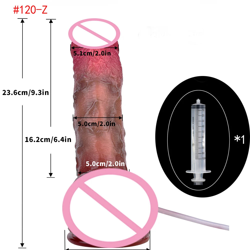ASHBURN™ Squirting + Silicone Thick Ejaculation Realistic Dildo With Sucker – Mixed Silicone Power Toy