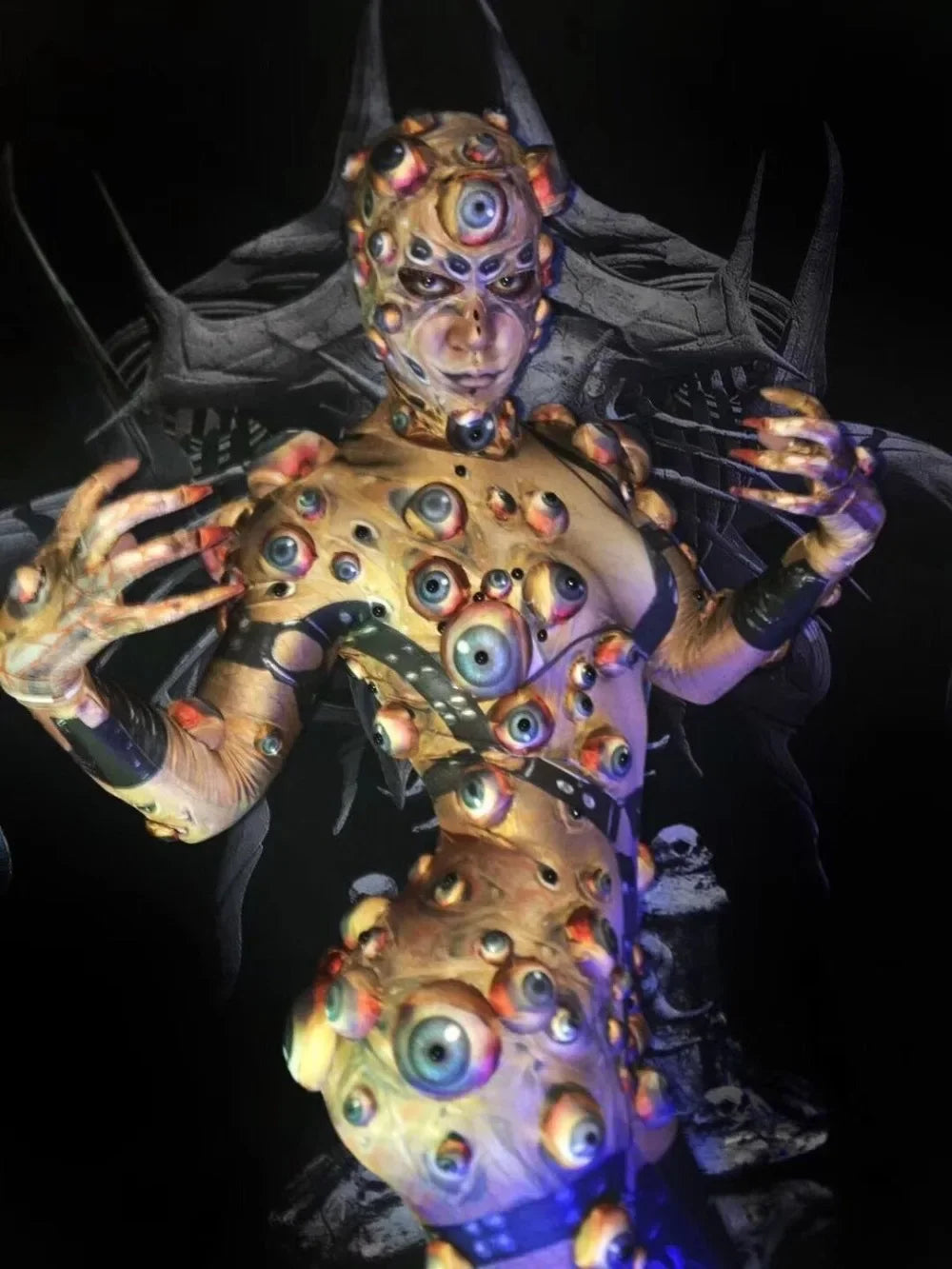 Nightclub Cosplay Leggings Women Or Men's DJ Singer Jumpsuit Halloween Printed Eyeball Stretch Jumpsuit Evening Party Bodysuit