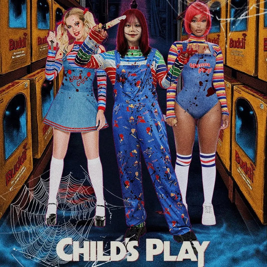 Ghost Baby Back To Soul Cosplay Sexy Female Ghost Jumpusuit with Color Base Top Chucky Female Role Play Ghost Dark Three Style