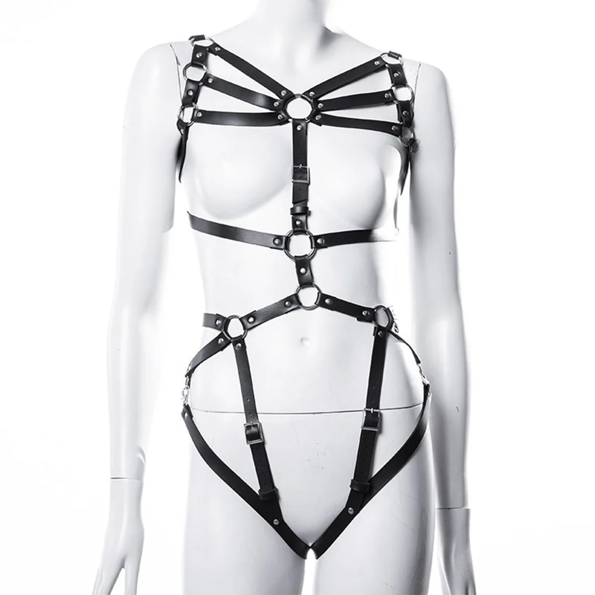 Women Sexy Bondage Body Harness Chest Harness Bdsm Thigh Garter PU Leather Lingerie Fetish Female Clothing Exotic Accessorie
