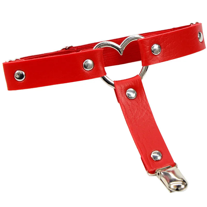 Women Sexy Leather Thigh Garter Belt Pu Punk Elastic Harness Leg Strap Goth Stocking Leglet Belt Garters Suspender For Girl