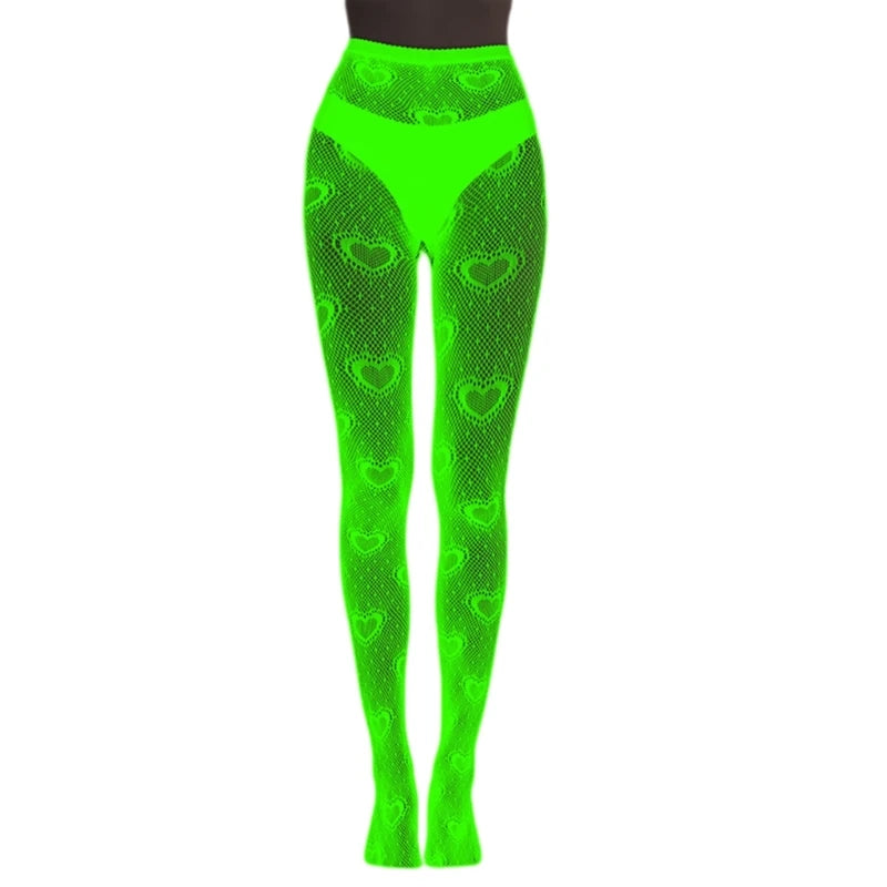 Women Glow in Dark Halloween Fishnet Pantyhose Luminously Spiderweb Skull Pattern Mesh Tights Stockings Party Hosiery