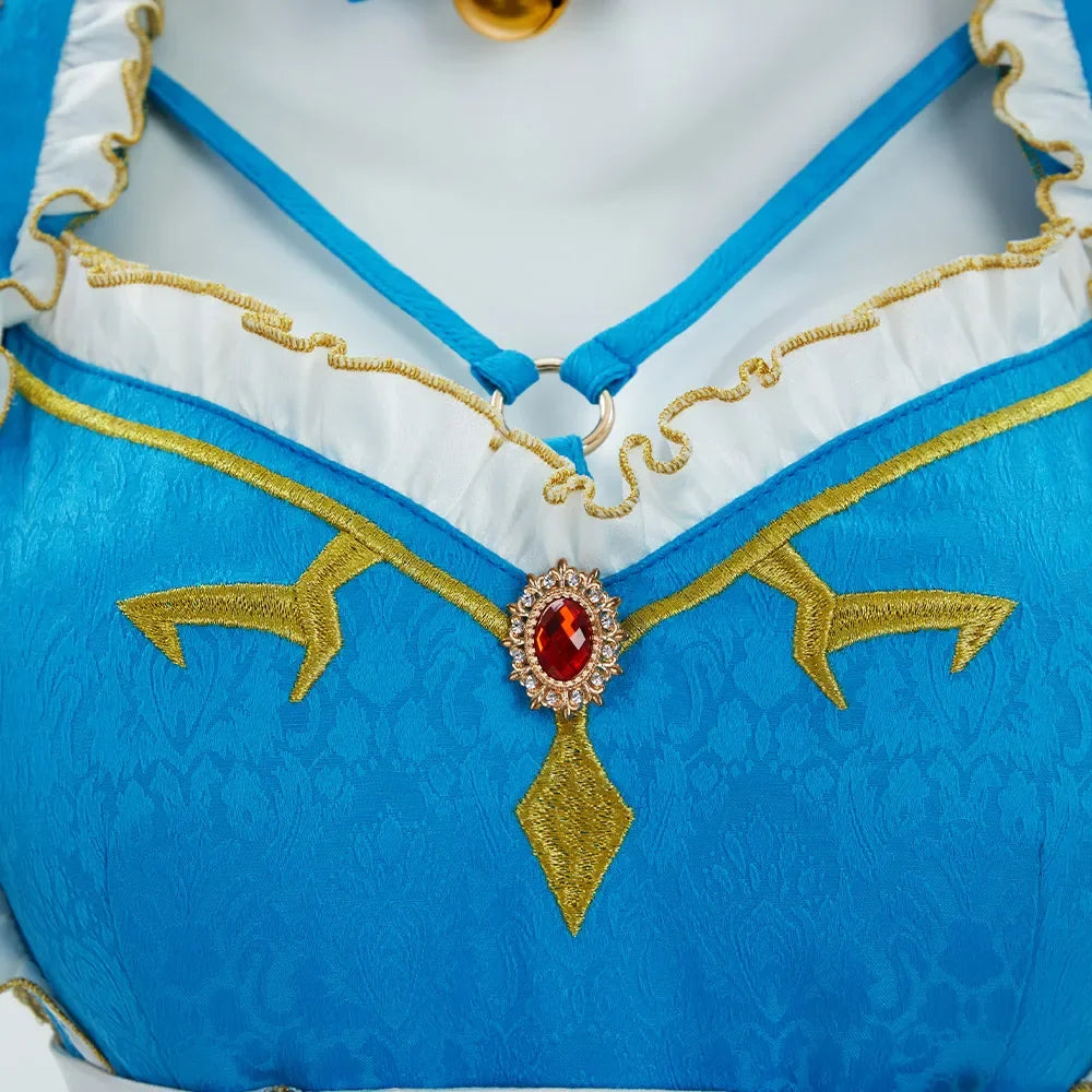 MOBBUNNY Link Princess Derivative Women Lingerie Maid Costume Dress with Apron Sleeves Cosplay Costume