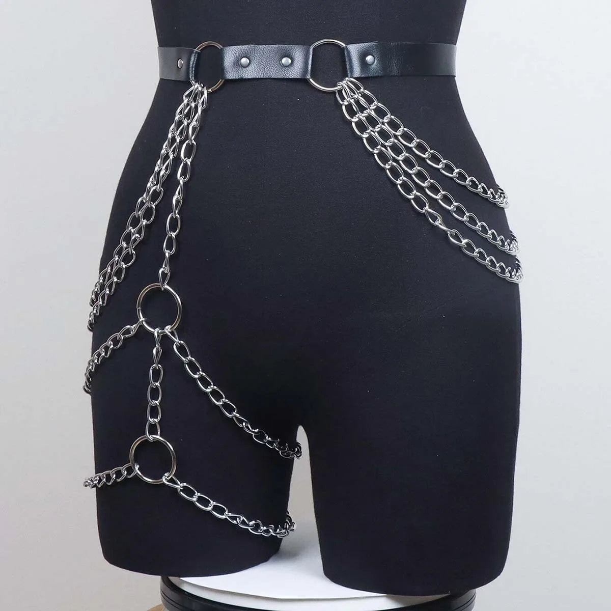 Women's sexy belly chain thigh strap leather underwear BDSM bondage strap leg chain Gothic fetish clothing