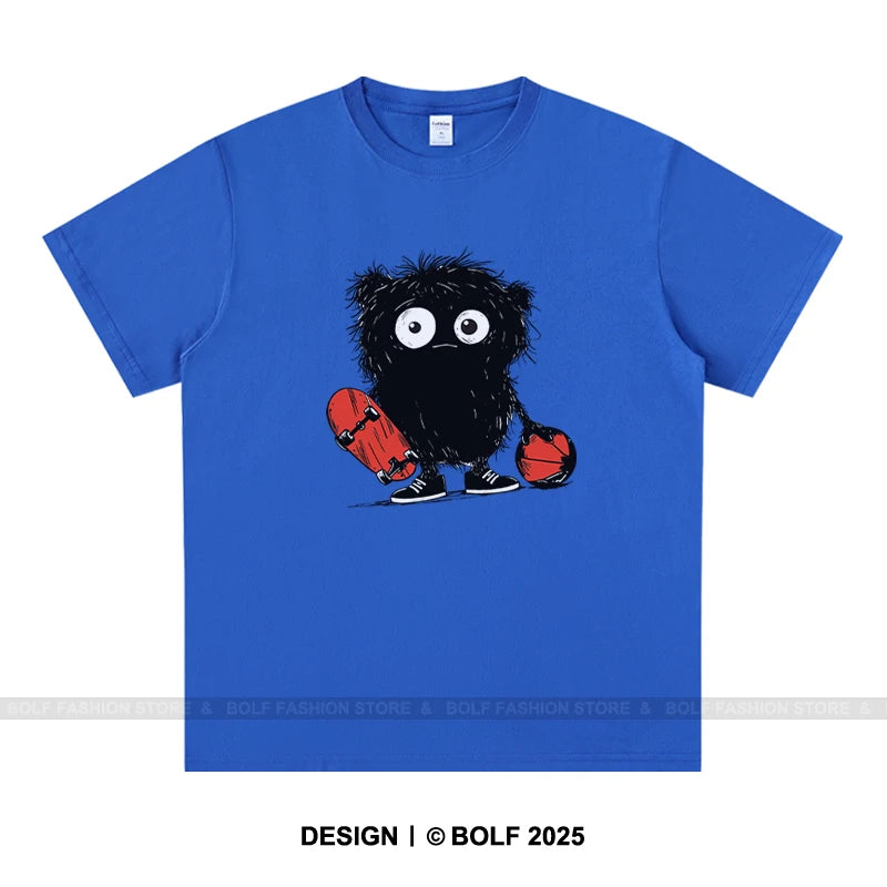 Anime Sketch Printed Men's T-Shirt 100% Cotton Oversized Kawaii Graphic Tees for Men Cute Japanese Streetwear