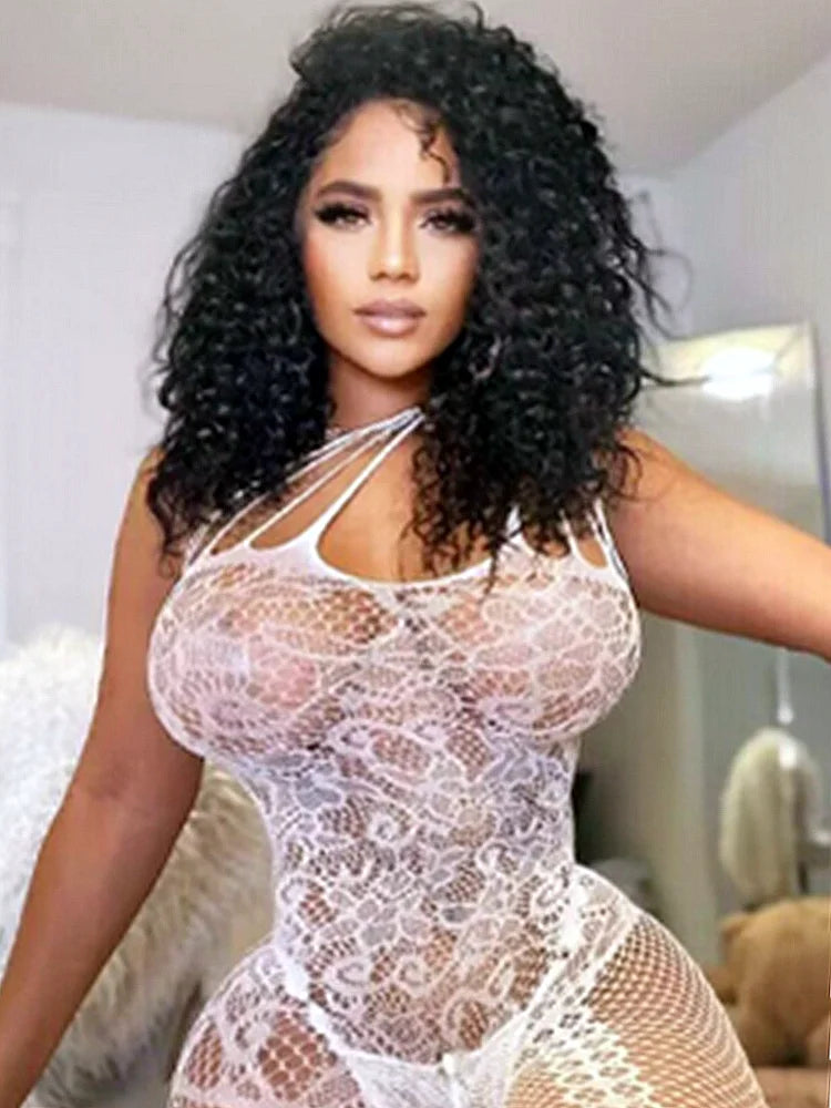 Sexy Fishnet Hollow Bodystocking Nylon See Through Outfits Open Crotch Full Body One Piece Women's Sexy Lingerie & Underwear