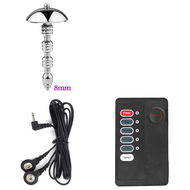Metal Cock Ring Men Set Urethra Shock Stimulator Medical Fetishism 6/8mm Penis Plug Electric Bdsm Cbt Electro Shock Therapy