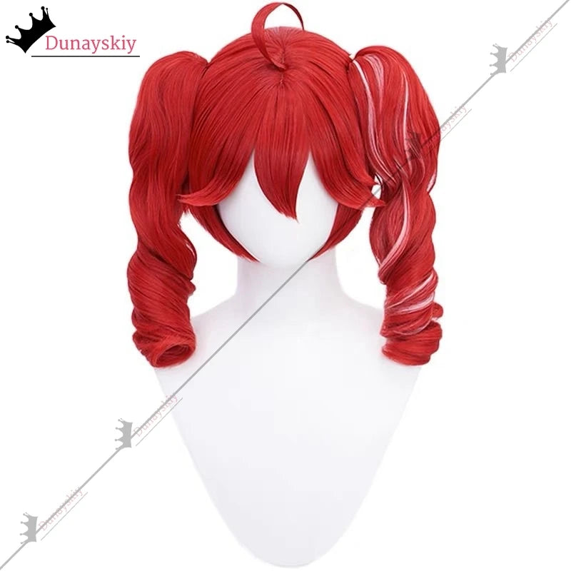 Anime Kasane Teto Cosplay Costumes Women Cute Red Ponytail Wig High Heat Resistant Hair Teto Role-playing Wig Long Curly Hair